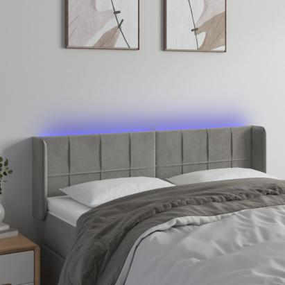 Tăblie de pat cu LED, gri deschis, 147x16x78/88 cm, catifea GartenMobel Dekor