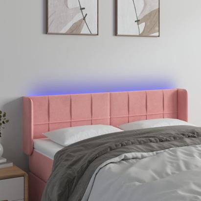 Tăblie de pat cu LED, roz, 147x16x78/88 cm, catifea GartenMobel Dekor