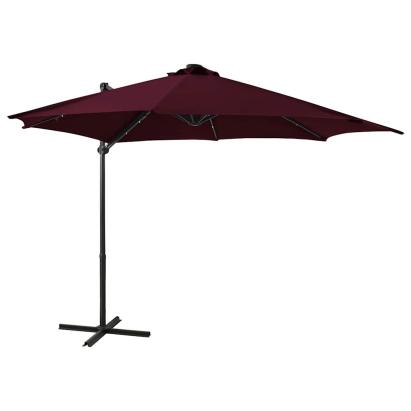 Umbrelă în consolă cu stâlp și LED-uri, roșu bordo, 300 cm GartenMobel Dekor