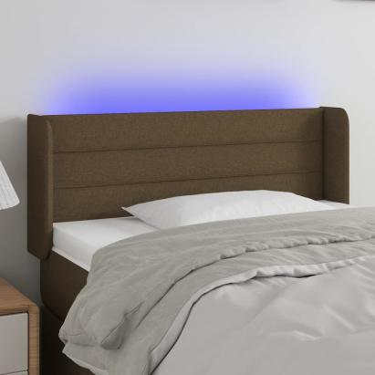 Tăblie de pat cu LED, maro închis, 93x16x78/88 cm, textil GartenMobel Dekor