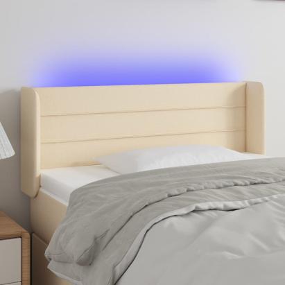 Tăblie de pat cu LED, crem, 93x16x78/88 cm, textil GartenMobel Dekor