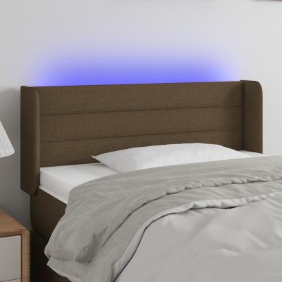 Tăblie de pat cu LED, maro închis, 103x16x78/88 cm, textil GartenMobel Dekor