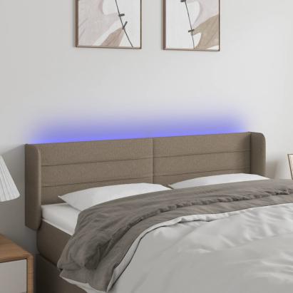 Tăblie de pat cu LED, gri taupe, 147x16x78/88 cm, textil GartenMobel Dekor