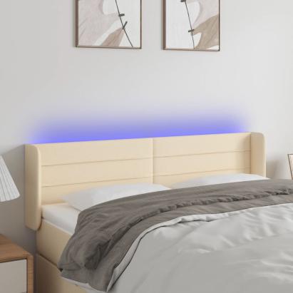 Tăblie de pat cu LED, crem, 147x16x78/88 cm, textil GartenMobel Dekor