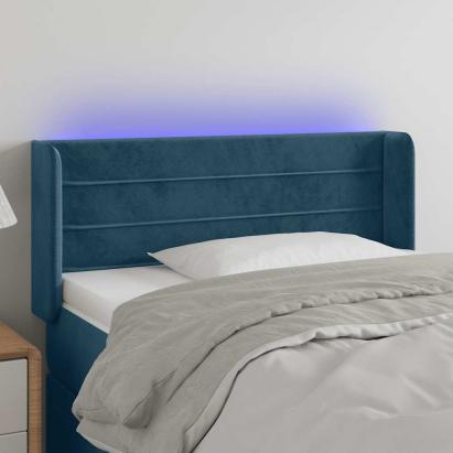 Tăblie de pat cu LED, albastru închis, 83x16x78/88 cm, catifea GartenMobel Dekor