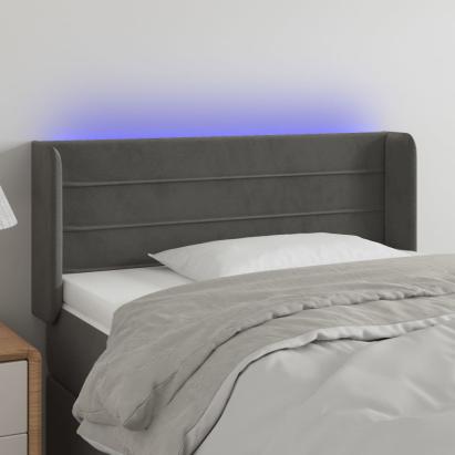 Tăblie de pat cu LED, gri închis, 93x16x78/88 cm, catifea GartenMobel Dekor