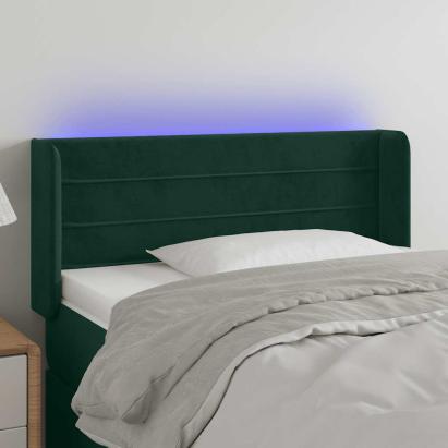 Tăblie de pat cu LED, verde închis, 93x16x78/88 cm, catifea GartenMobel Dekor