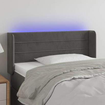Tăblie de pat cu LED, gri închis, 103x16x78/88 cm, catifea GartenMobel Dekor