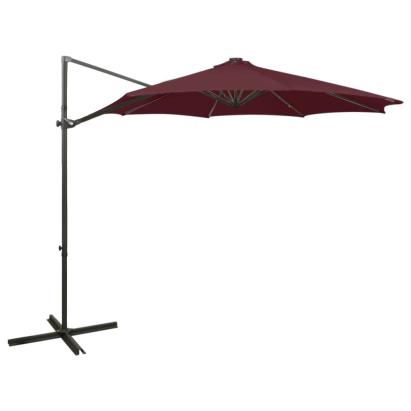 Umbrelă în consolă cu stâlp și LED-uri, roșu bordo, 300 cm GartenMobel Dekor