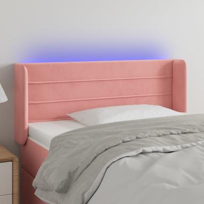 Tăblie de pat cu LED, roz, 103x16x78/88 cm, catifea GartenMobel Dekor