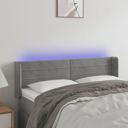 Tăblie de pat cu LED, gri deschis, 147x16x78/88 cm, catifea GartenMobel Dekor