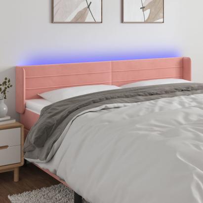 Tăblie de pat cu LED, roz, 163x16x78/88 cm, catifea GartenMobel Dekor