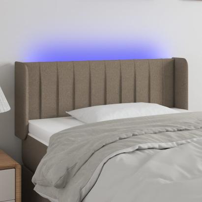 Tăblie de pat cu LED, gri taupe, 83x16x78/88 cm, textil GartenMobel Dekor
