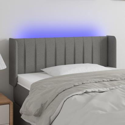 Tăblie de pat cu LED, gri închis, 93x16x78/88 cm, textil GartenMobel Dekor