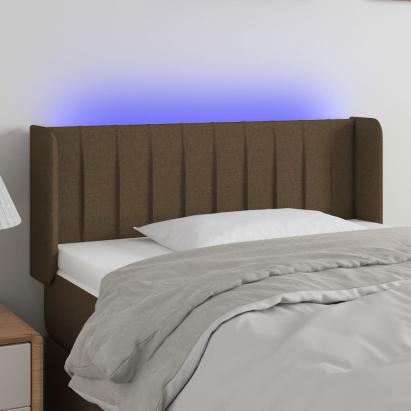 Tăblie de pat cu LED, maro închis, 93x16x78/88 cm, textil GartenMobel Dekor