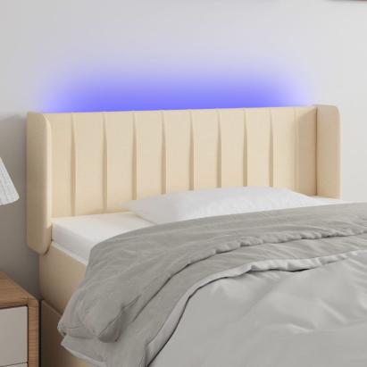 Tăblie de pat cu LED, crem, 93x16x78/88 cm, textil GartenMobel Dekor