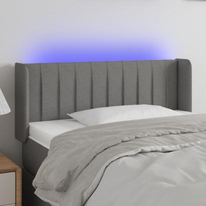 Tăblie de pat cu LED, gri închis, 103x16x78/88 cm, textil GartenMobel Dekor