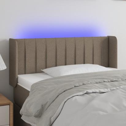 Tăblie de pat cu LED, gri taupe, 103x16x78/88 cm, textil GartenMobel Dekor