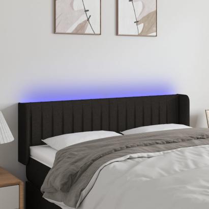 Tăblie de pat cu LED, negru, 147x16x78/88 cm, textil GartenMobel Dekor