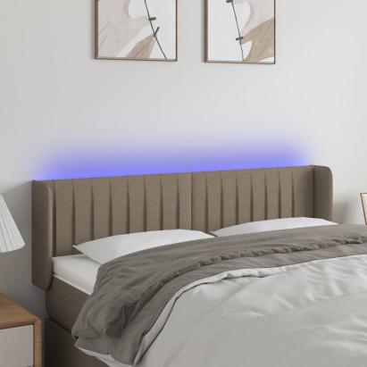 Tăblie de pat cu LED, gri taupe, 147x16x78/88 cm, textil GartenMobel Dekor