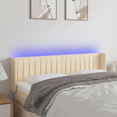 Tăblie de pat cu LED, crem, 147x16x78/88 cm, textil GartenMobel Dekor