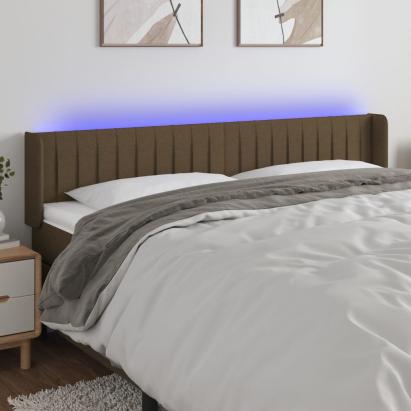 Tăblie de pat cu LED, maro închis, 163x16x78/88 cm, textil GartenMobel Dekor