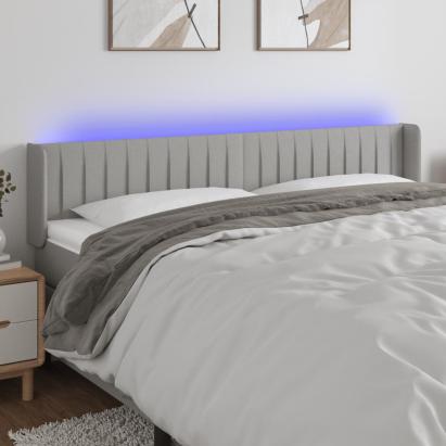Tăblie de pat cu LED, gri deschis, 183x16x78/88 cm, textil GartenMobel Dekor