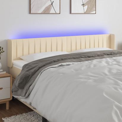 Tăblie de pat cu LED, crem, 183x16x78/88 cm, textil GartenMobel Dekor