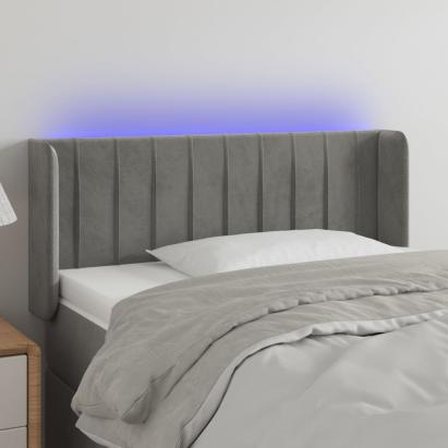 Tăblie de pat cu LED, gri deschis, 83x16x78/88 cm, catifea GartenMobel Dekor