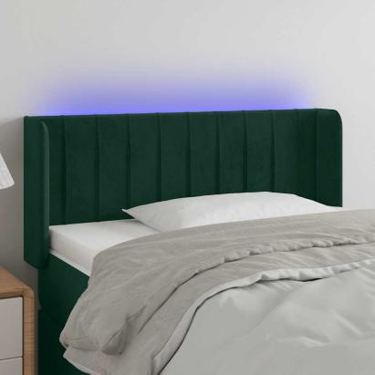 Tăblie de pat cu LED, verde închis, 83x16x78/88 cm, catifea GartenMobel Dekor