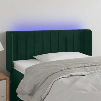 Tăblie de pat cu LED, verde închis, 93x16x78/88 cm, catifea GartenMobel Dekor