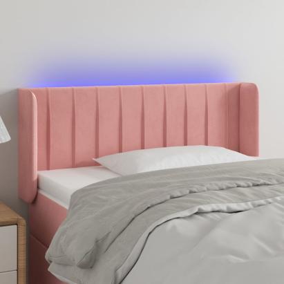 Tăblie de pat cu LED, roz, 93x16x78/88 cm, catifea GartenMobel Dekor