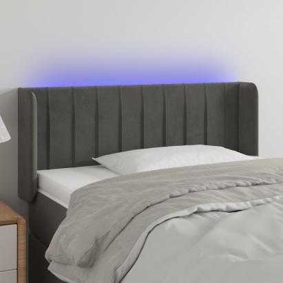 Tăblie de pat cu LED, gri închis, 103x16x78/88 cm, catifea GartenMobel Dekor