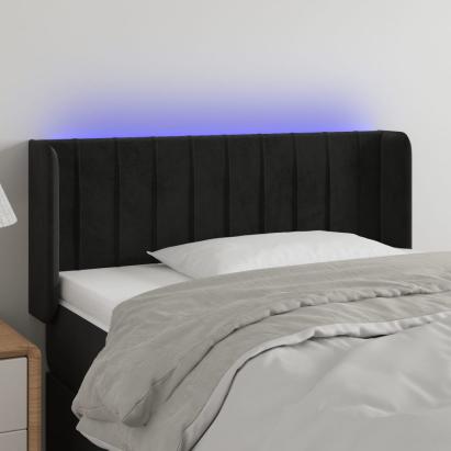 Tăblie de pat cu LED, negru, 103x16x78/88 cm, catifea GartenMobel Dekor