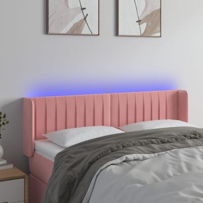 Tăblie de pat cu LED, roz, 147x16x78/88 cm, catifea GartenMobel Dekor