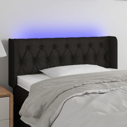 Tăblie de pat cu LED, negru, 103x16x78/88 cm, textil GartenMobel Dekor