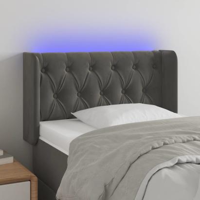 Tăblie de pat cu LED, gri închis, 83x16x78/88 cm, catifea GartenMobel Dekor