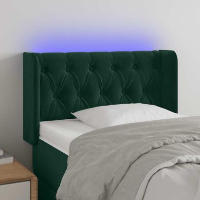 Tăblie de pat cu LED, verde închis, 83x16x78/88 cm, catifea GartenMobel Dekor