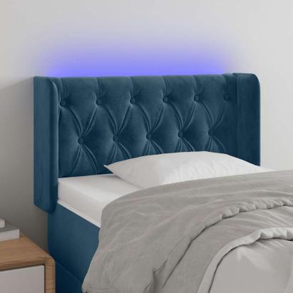 Tăblie de pat cu LED, albastru închis, 83x16x78/88 cm, catifea GartenMobel Dekor