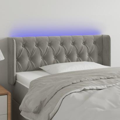 Tăblie de pat cu LED, gri deschis, 93x16x78/88 cm, catifea GartenMobel Dekor