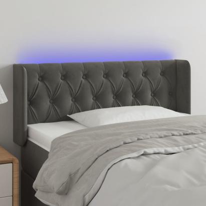 Tăblie de pat cu LED, gri închis, 93x16x78/88 cm, catifea GartenMobel Dekor