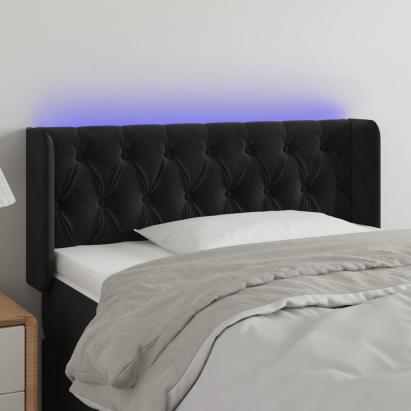 Tăblie de pat cu LED, negru, 93x16x78/88 cm, catifea GartenMobel Dekor
