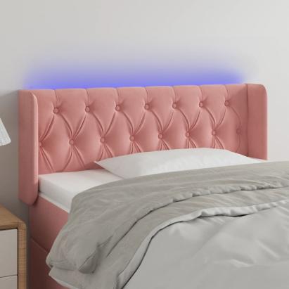 Tăblie de pat cu LED, roz, 93x16x78/88 cm, catifea GartenMobel Dekor