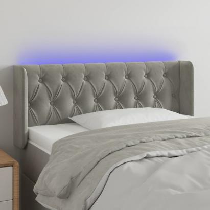 Tăblie de pat cu LED, gri deschis, 103x16x78/88 cm, catifea GartenMobel Dekor