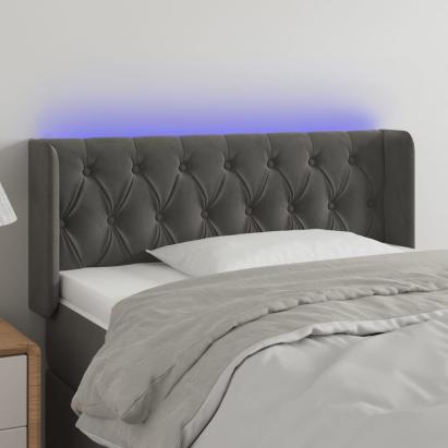 Tăblie de pat cu LED, gri închis, 103x16x78/88 cm, catifea GartenMobel Dekor