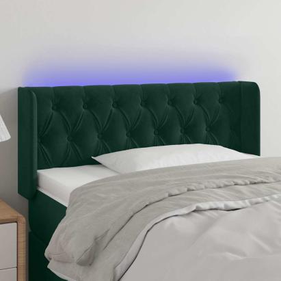 Tăblie de pat cu LED, verde închis, 103x16x78/88 cm, catifea GartenMobel Dekor