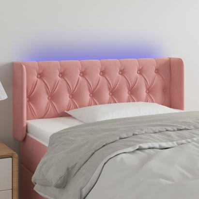 Tăblie de pat cu LED, roz, 103x16x78/88 cm, catifea GartenMobel Dekor