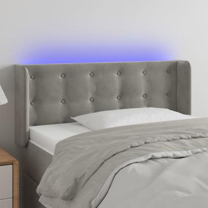 Tăblie de pat cu LED, gri deschis, 83x16x78/88 cm, catifea GartenMobel Dekor