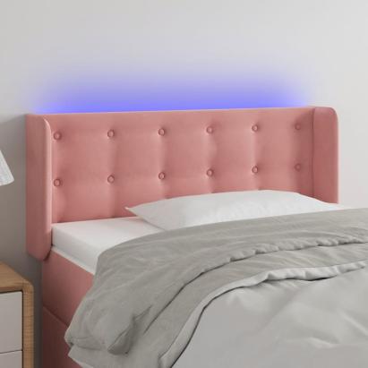 Tăblie de pat cu LED, roz, 83x16x78/88 cm, catifea  GartenMobel Dekor