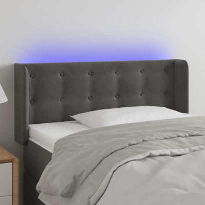 Tăblie de pat cu LED, gri închis, 93x16x78/88 cm, catifea GartenMobel Dekor